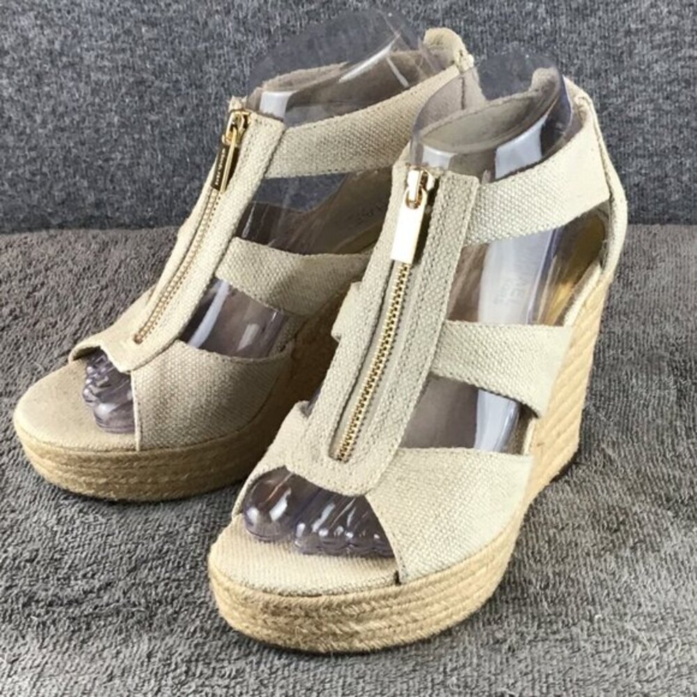 Michael Kors‎ Damita Beige Wedge Sandals Sz 8